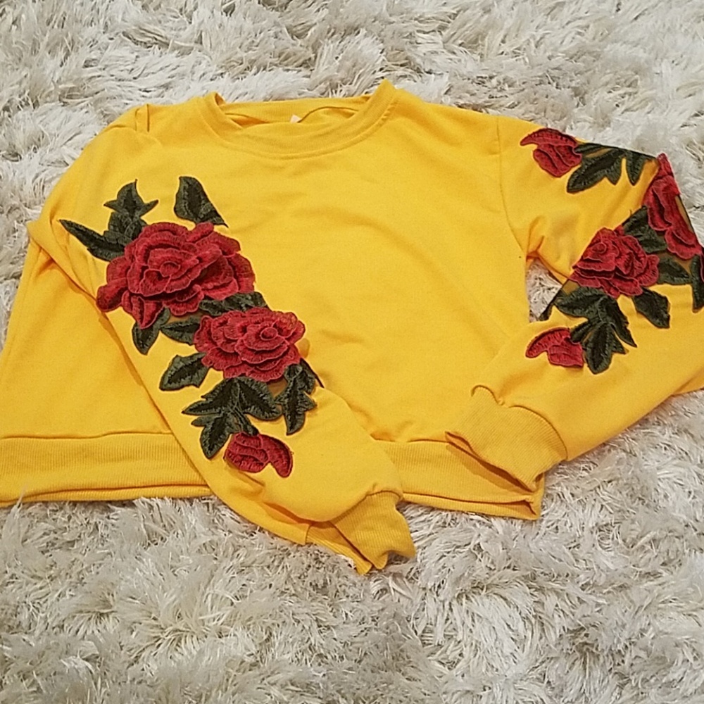 Yellow embroidered sweater
